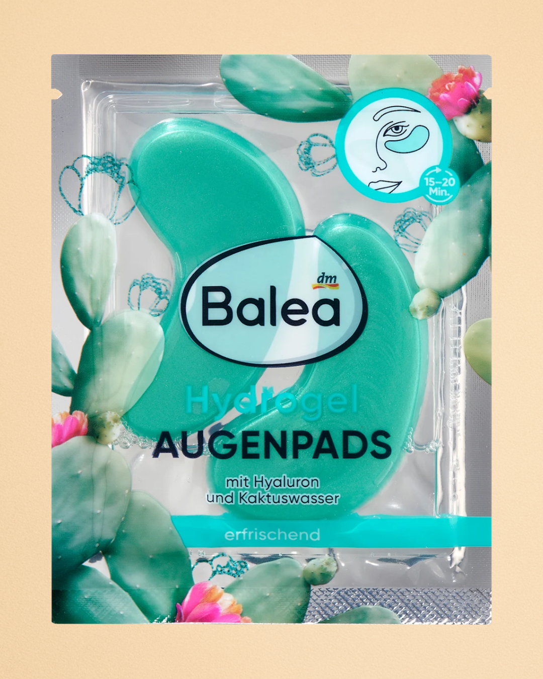 Balea Hydrogel Eye Pads Cactus Water (1 pair), 2 pcs