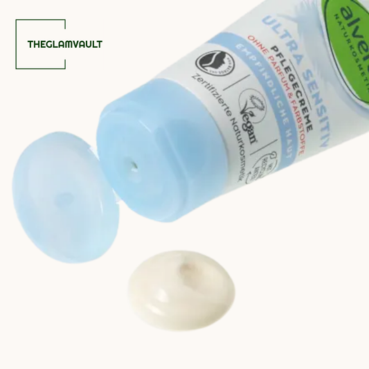 Alverde ultra sensitive tube with a white cap on a white background