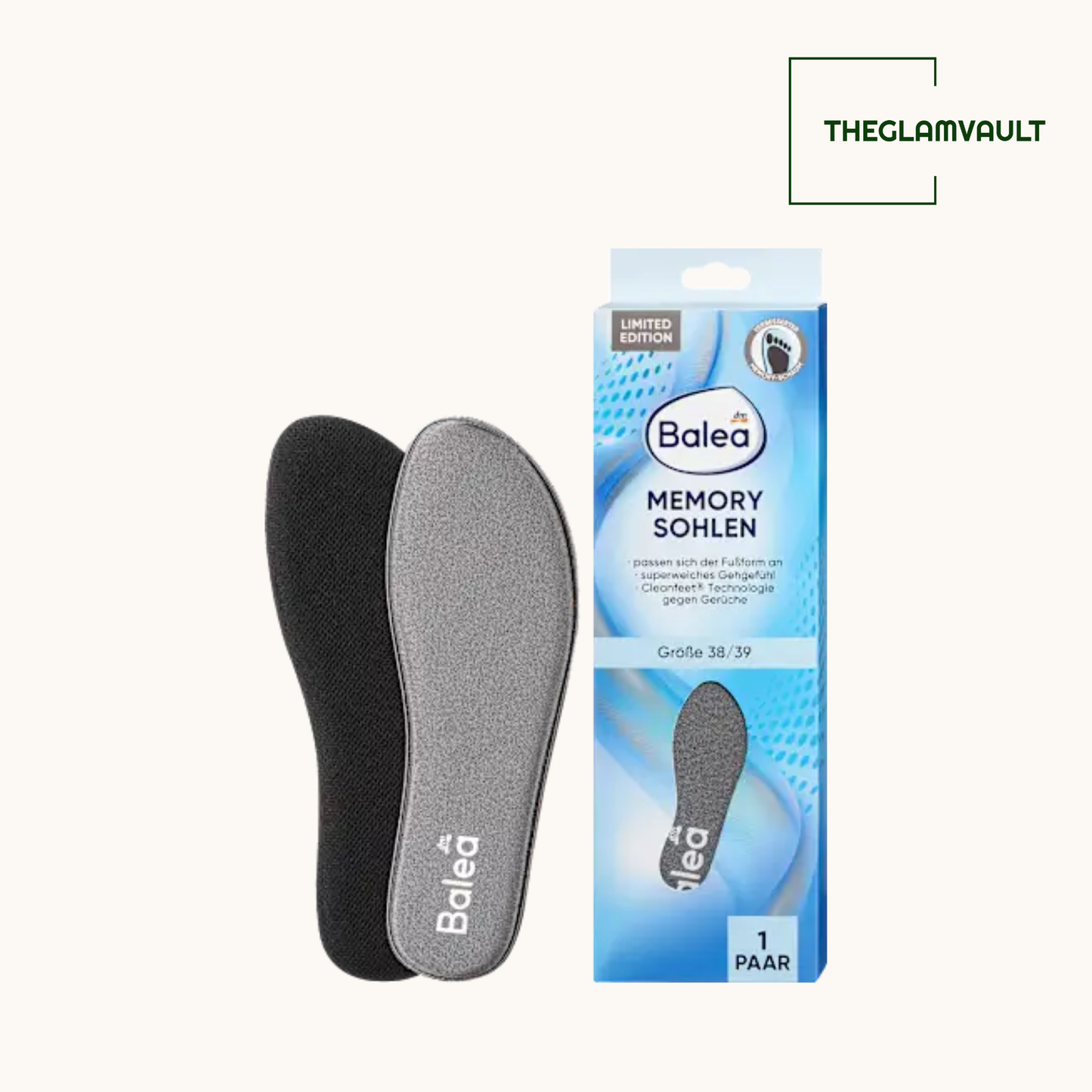 Balea Memory Foam Insoles Size 38/39 (1 Pair), 2 pcs