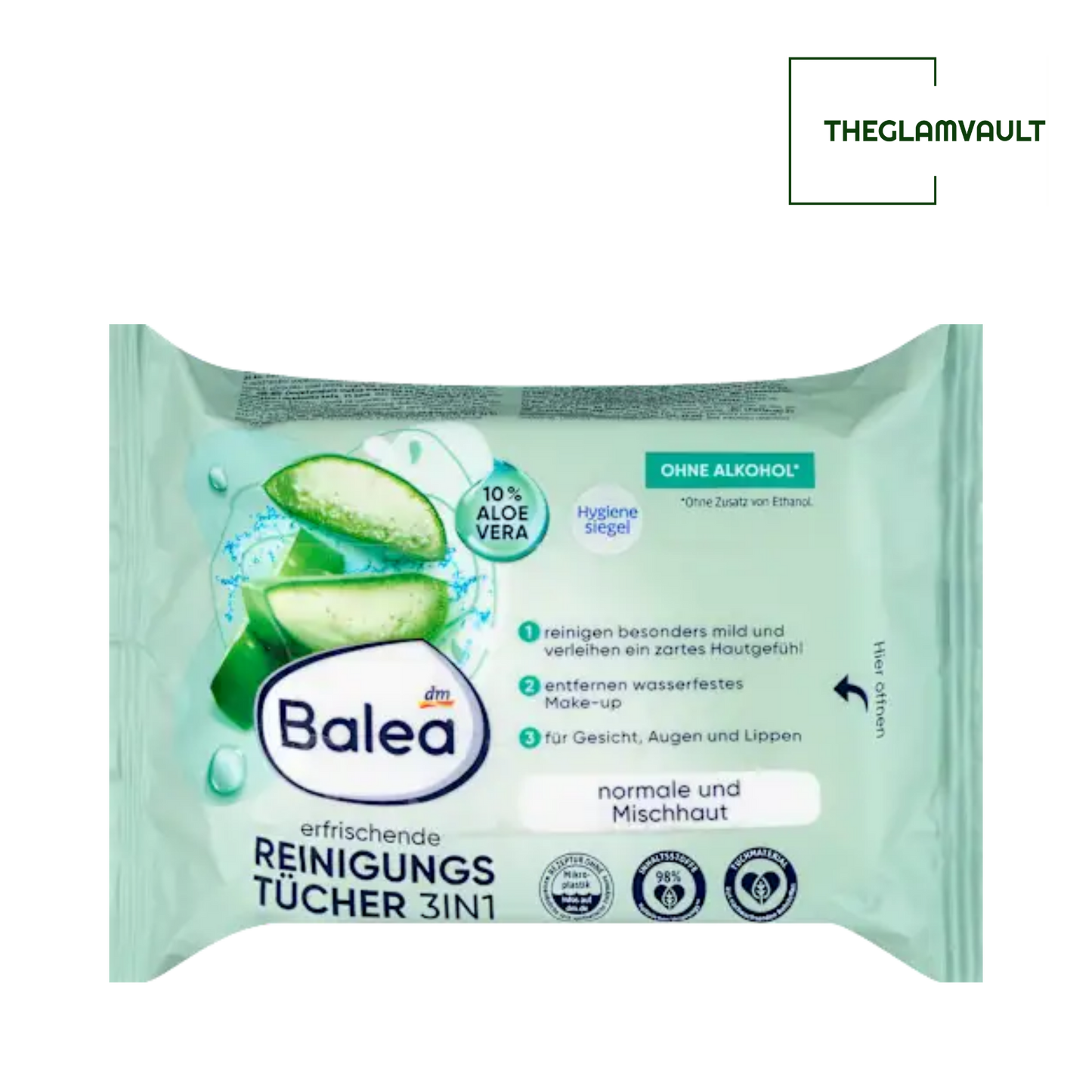 Balea 3in1 Refreshing Makeup Remover Wipes, 25 pcs