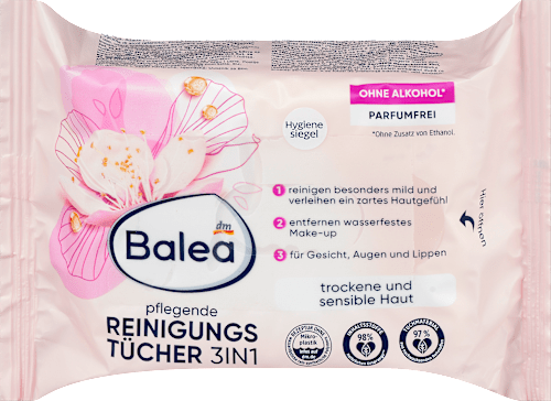  Balea 3in1 Caring Makeup Remover Wipes, 25 pcs