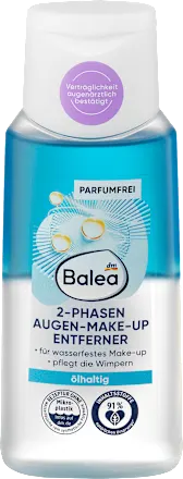 Balea eye makeup remover bottle with blue and white design