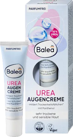 Balea Urea Eye Cream packaging with tube and box on a white background
