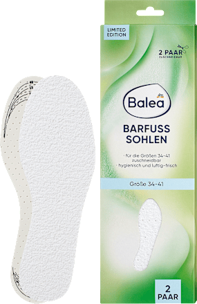 Balea White Barefoot Insoles Size 34–41 (2 Pairs), 4 pcs