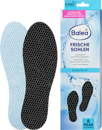 Balea Black Fresh Insoles Size 39–41 (8 Pairs), 16 pcs