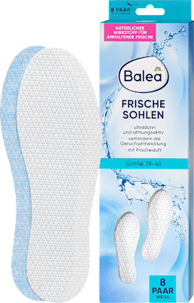Balea White Fresh Insoles Size 39–41 (8 Pairs), 16 pcs