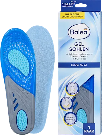 Balea gel insoles with packaging on a white background