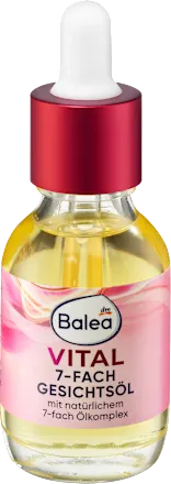 Balea facial oil dropper with pink label on a white background