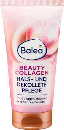 Balea Beauty Collagen neck and décolleté care product on a white background