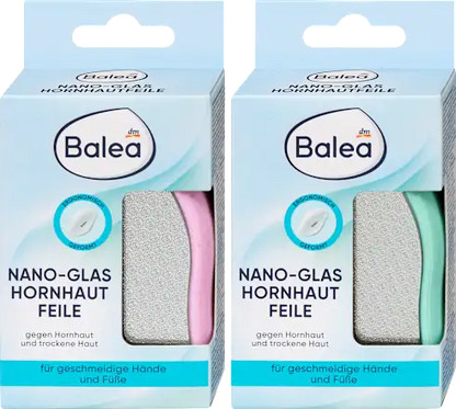 Two boxes of Balea nano-glass corn peelers on a white background