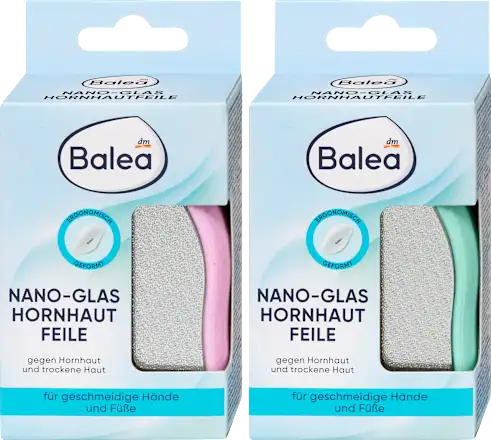 Two boxes of Balea nano-glass corn peelers on a white background
