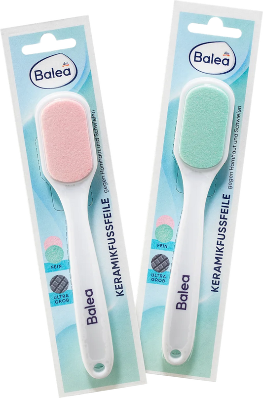 Two Balea foot files in packaging on a white background