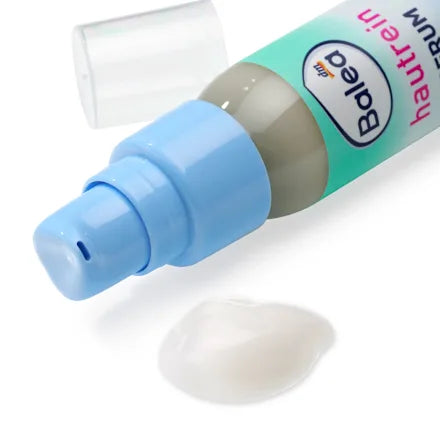Balea bottle with blue cap on a white background