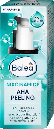 Balea Niacinamide AHA Peeling packaging with blue and white design